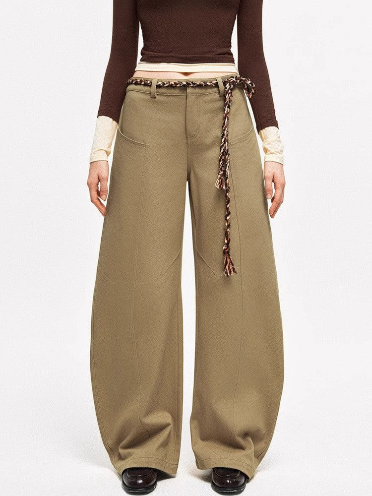 Damen Chino-Hose Weite Passform Elegantes Design Beige