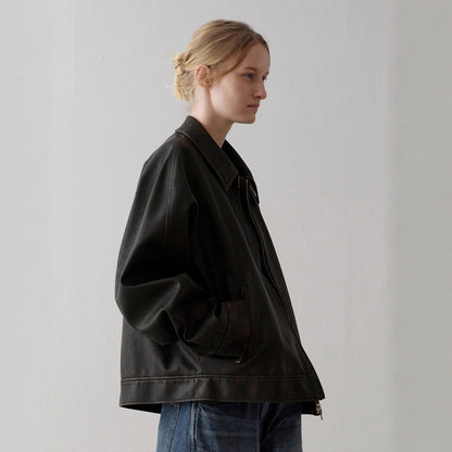 Damen Lederjacke Minimalistisch Norvielle