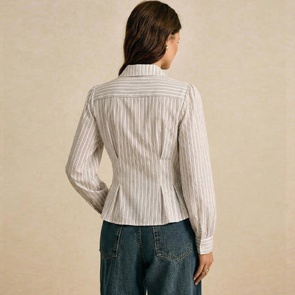 Damen Bluse Tailliert Vertikale Streifen