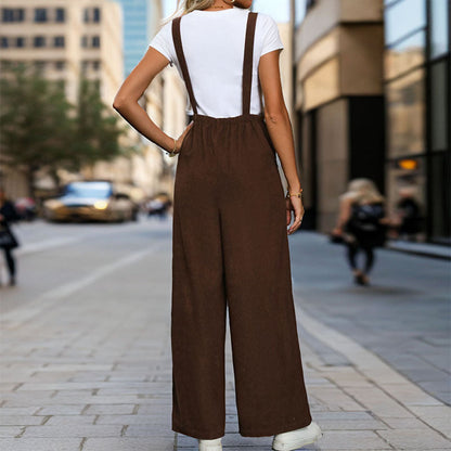 Damen Latzhose Weites Bein Hochwertiger Stoff Bequem