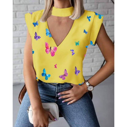 Damen V-Ausschnitt Choker Oberteil Norvielle