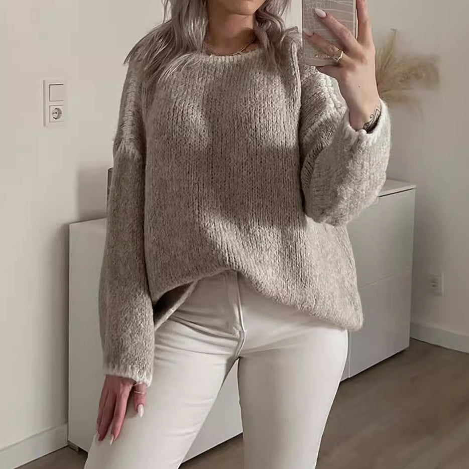 Damen Oversized Strickpullover mit Kontrastakzenten Norvielle