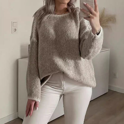 Damen Oversized Strickpullover mit Kontrastakzenten Norvielle