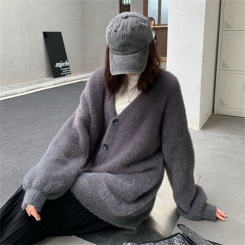 Damen Flauschiger Cardigan Weit Geschnitten Norvielle - Norvielle