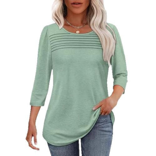 Damen Langarmshirt Plissee-Details Norvielle