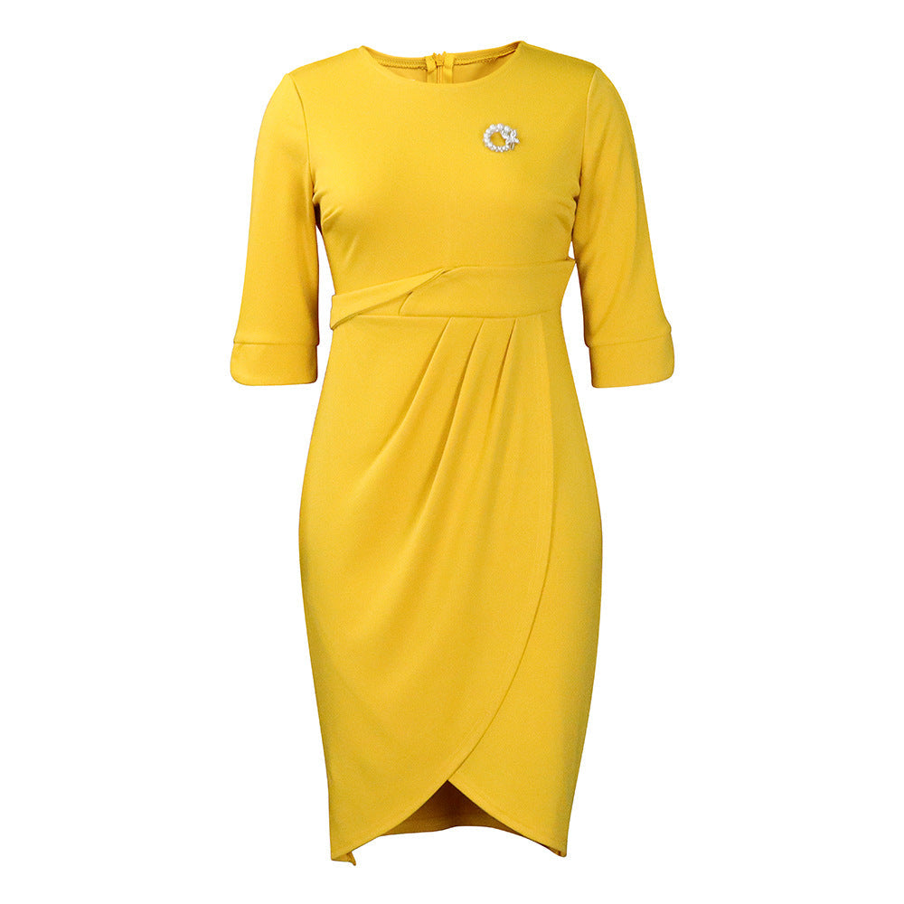 Damen Wickelkleid Elegante Drapierung Broschenakzent Norvielle