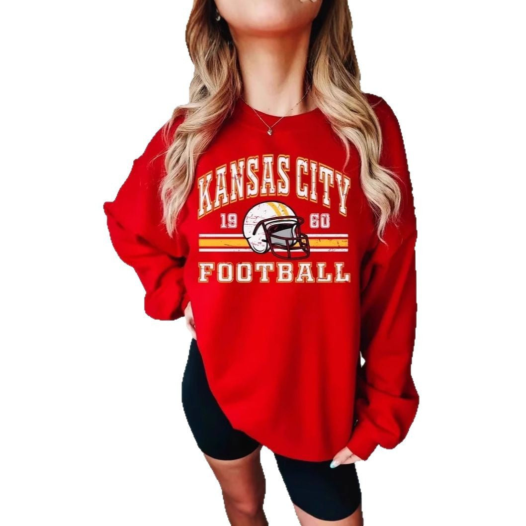 Damen Oversized Sweatshirt Football-Motiv Norvielle