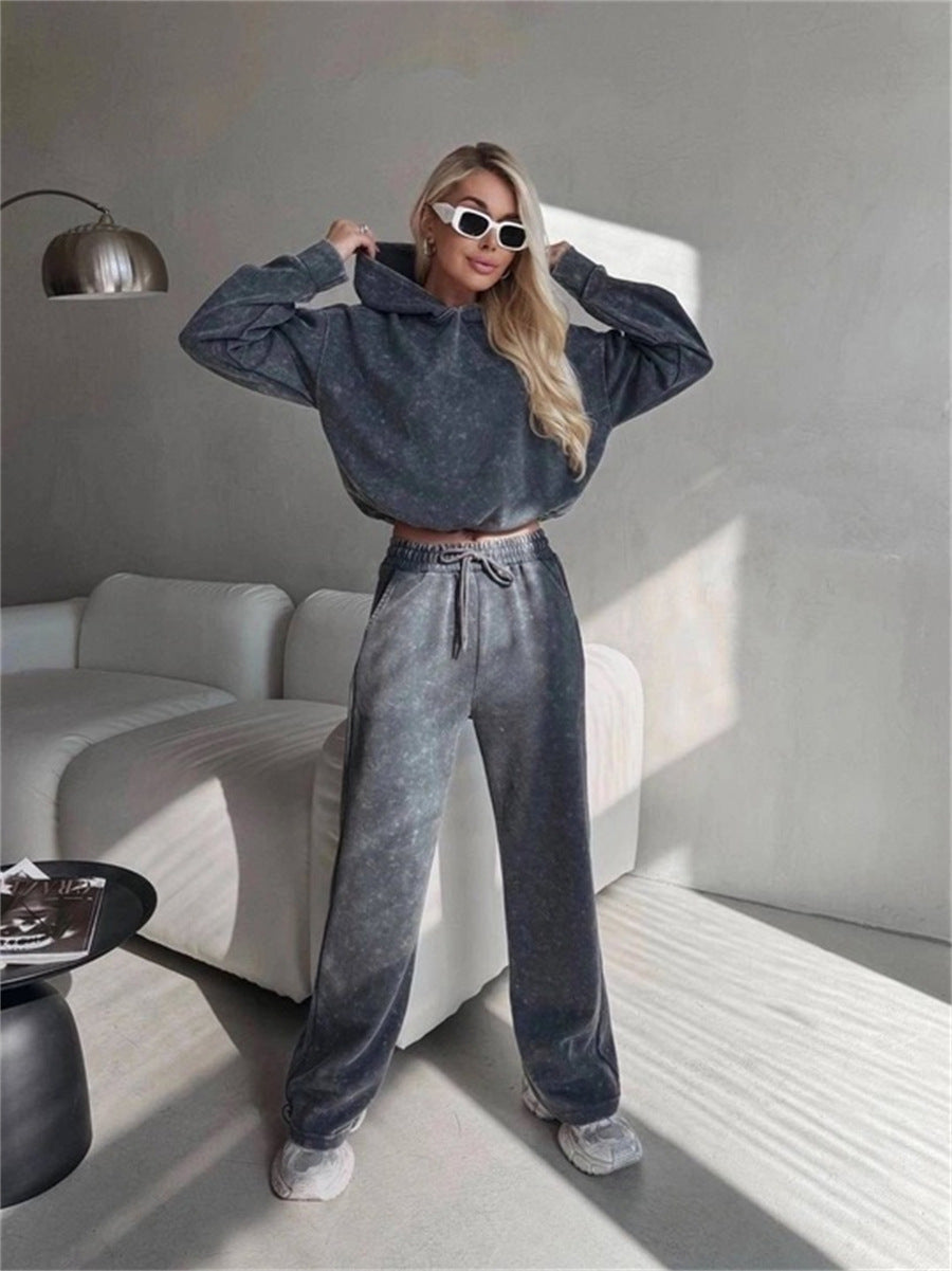 Damen Hoodie-Set Weite Hosen Elastischer Bund Norvielle
