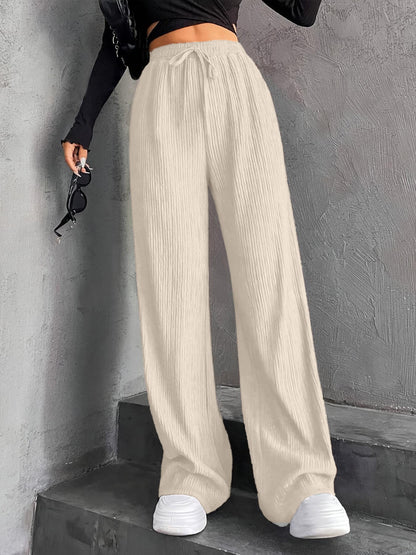 Damen Plissee-Hose Weit Elastischer Bund