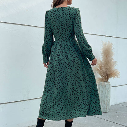 Damen Maxikleid mit Knotendetail und Voluminösen Ärmeln