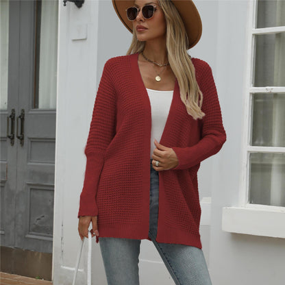 Damen Strickcardigan Offene Front Grobstrick