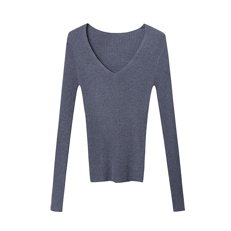 Damen Langarmshirt Feinripp V-Ausschnitt Norvielle