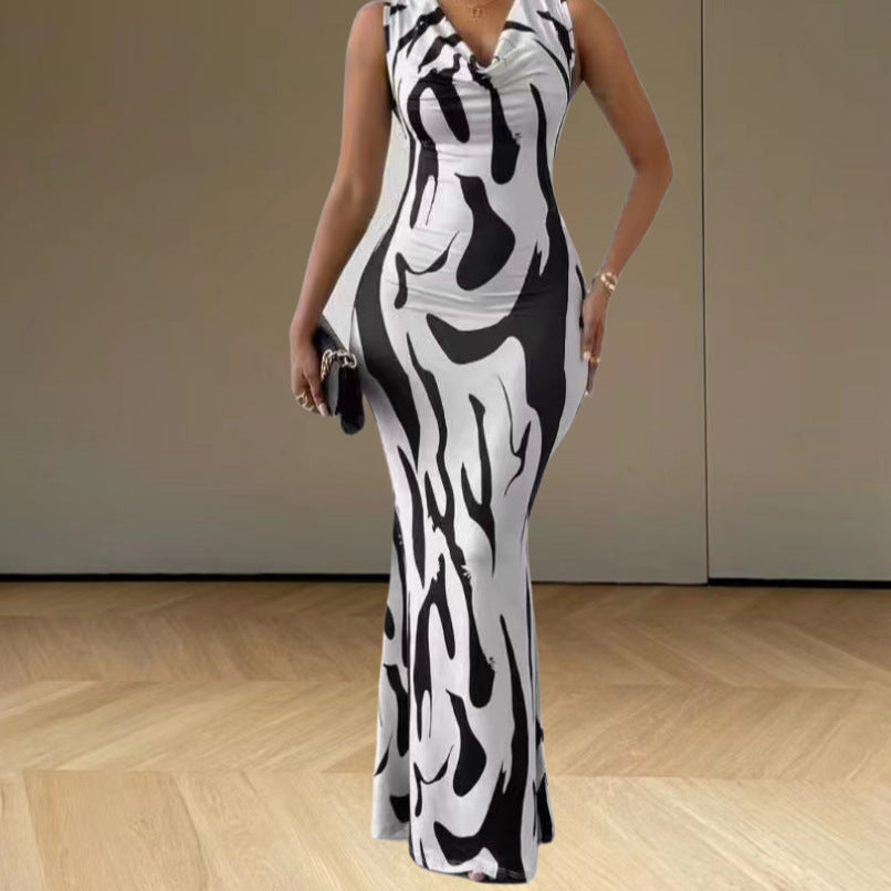 Damen Maxikleid Figurbetont Trendmuster Norvielle