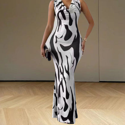 Damen Maxikleid Figurbetont Trendmuster Norvielle