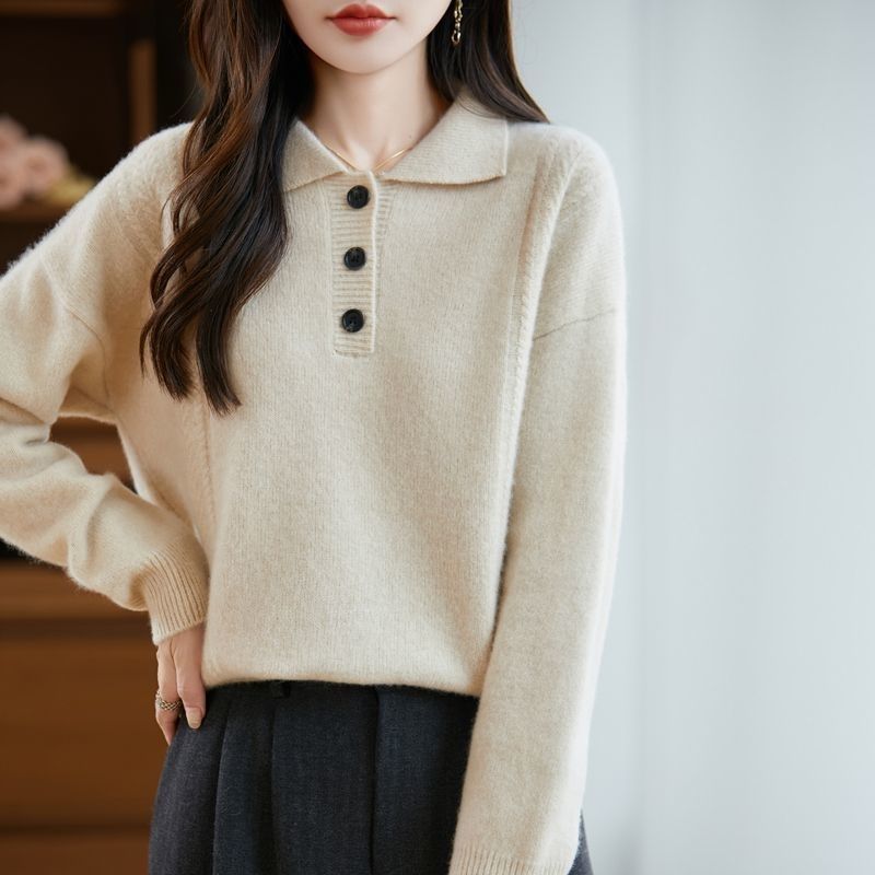 Damen Pullover mit Knopfleiste Norvielle