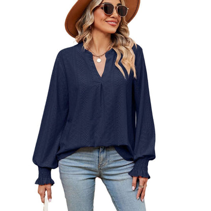 Damen Bluse mit Lochmuster Elegante Passform