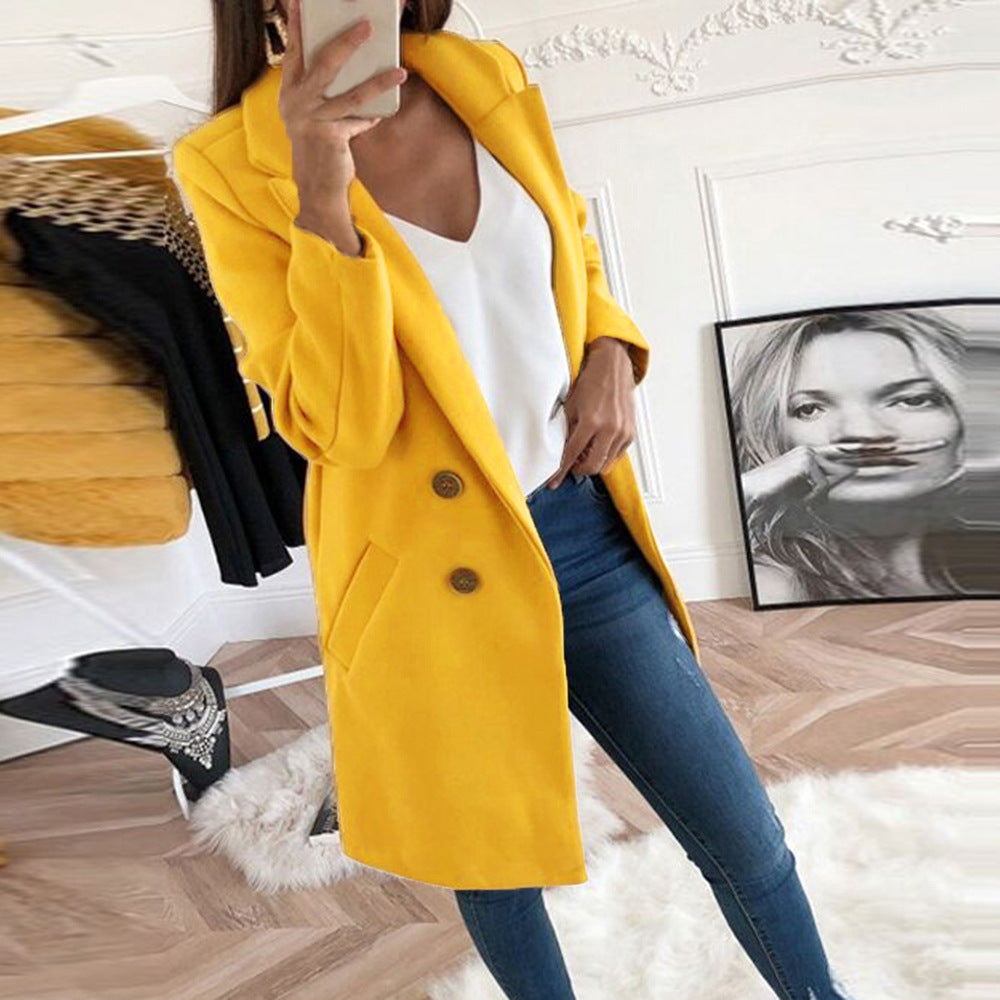 Damen Longblazer Doppelter Knopfleiste Wärmer Norvielle