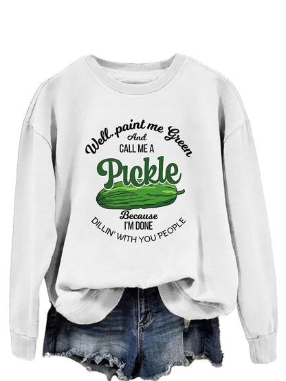 Damen Sweatshirt Gurkenmotiv Kreativer Druck Norvielle