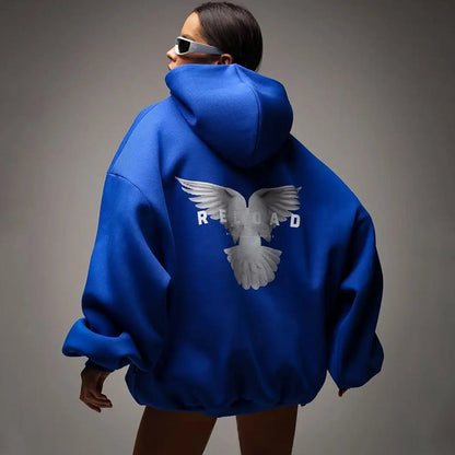 Damen Oversized Kapuzenpullover mit Rückenprint