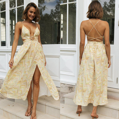 Damen Maxi-Kleid mit Knotendetail und hohem Schlitz Norvielle - Norvielle