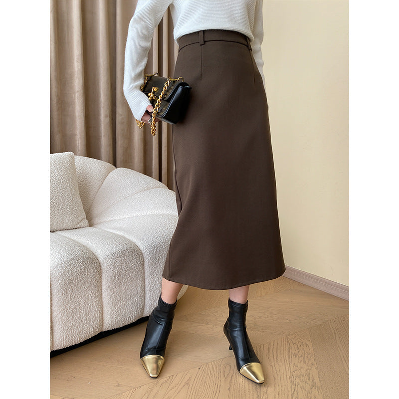 Damen Midirock Moderner Schnitt Hohe Taschen Norvielle