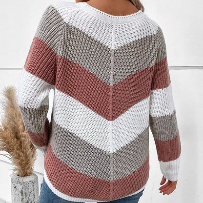 Damen Strickpullover Chevron-Stil