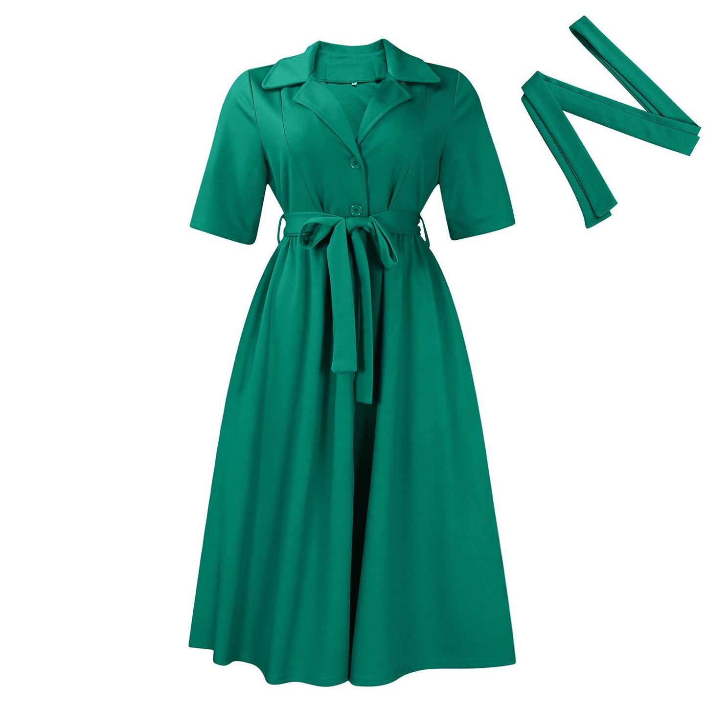 Damen Midikleid Tailliert Knopfleiste Norvielle
