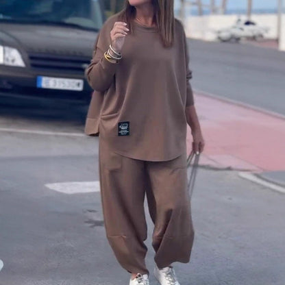 Damen Wohlfühl-Set Oversized Oberteil Bequeme Hose Norvielle