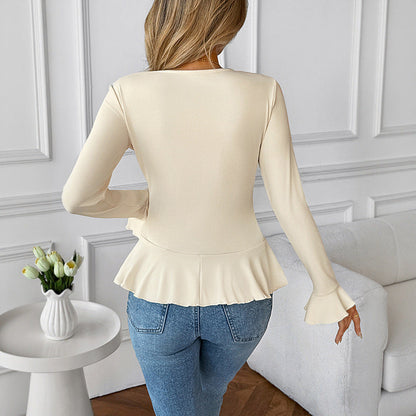 Damen Bluse Rüschendetails Feminin Weiß Norvielle