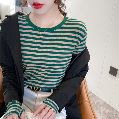 Damen Langarmshirt Maritimes Streifenmuster Norvielle
