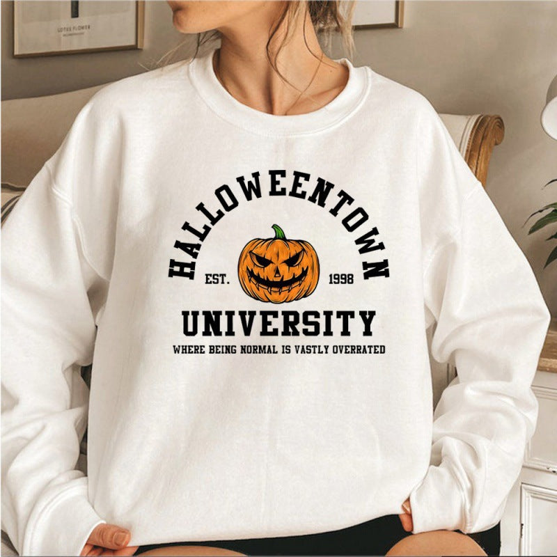 Damen Sweatshirt Kreatives Halloween-Design Baumwolle Bequem Schwarz - Norvielle