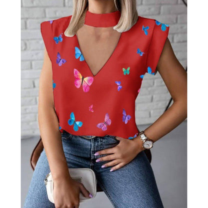 Damen V-Ausschnitt Choker Oberteil Norvielle