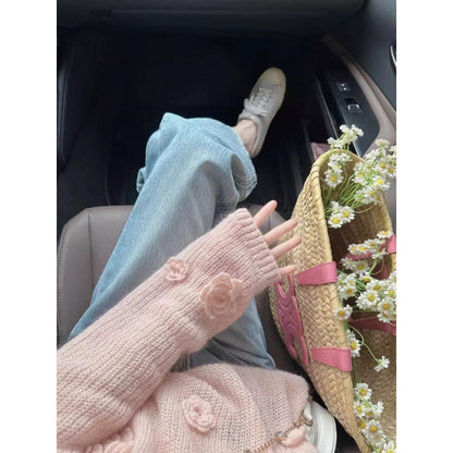 Damen Pullover Dekorative Blumenapplikationen Norvielle