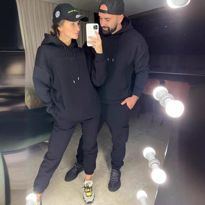 Damen Hoodie Jogginganzug mit Taschen und Kordelzug