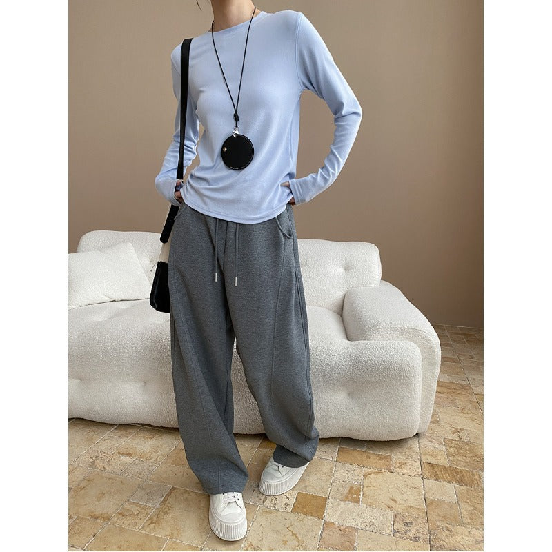 Damen Off-Shoulder Pullover Set mit weiter Hose Norvielle