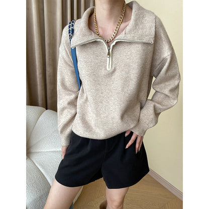 Damen Pullover Halb-Reißverschluss Lässiger Schnitt Norvielle
