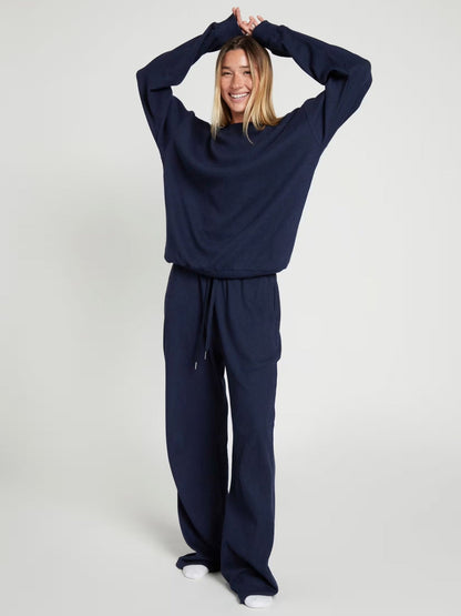 Damen Sweatshirt Waffelmuster Bequem Norvielle