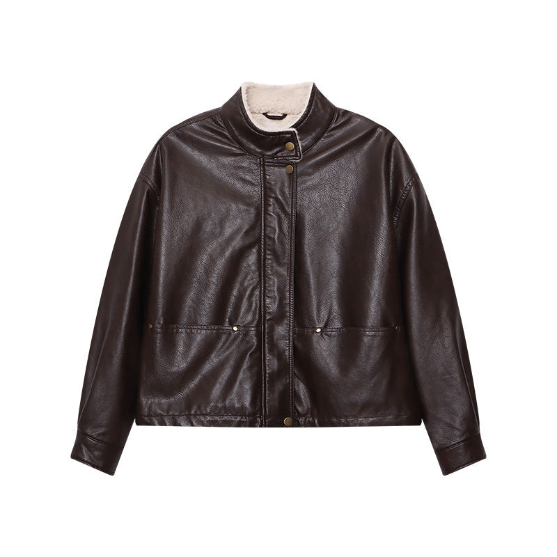 Damen Kunstlederjacke Lässig Elegant
