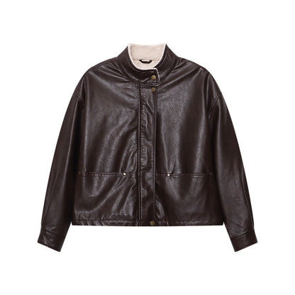 Damen Kunstlederjacke Lässig Elegant