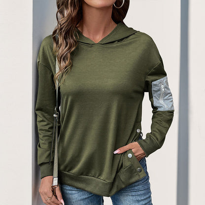 Damen Kapuzenpullover Lässig Reißverschluss