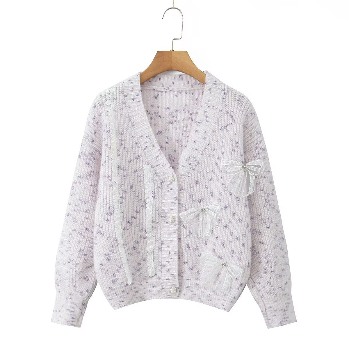 Damen Strickjacke Kuschelig mit Schleifendetails Beige