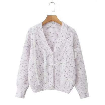 Damen Strickjacke Kuschelig mit Schleifendetails Beige