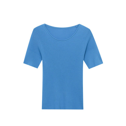 Damen Rippenshirt Rundhalsausschnitt Figurbetont Norvielle