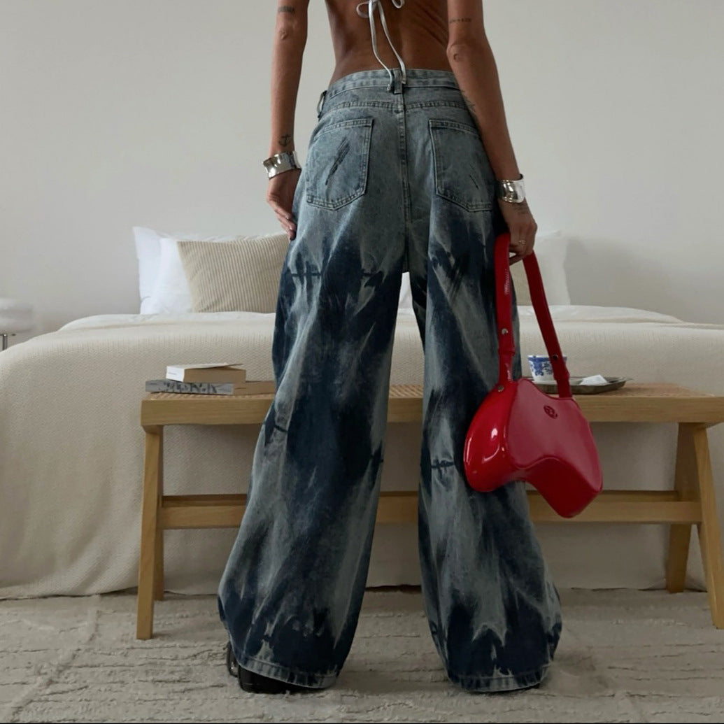 Damen Weite Jeans Moderner Waschlook