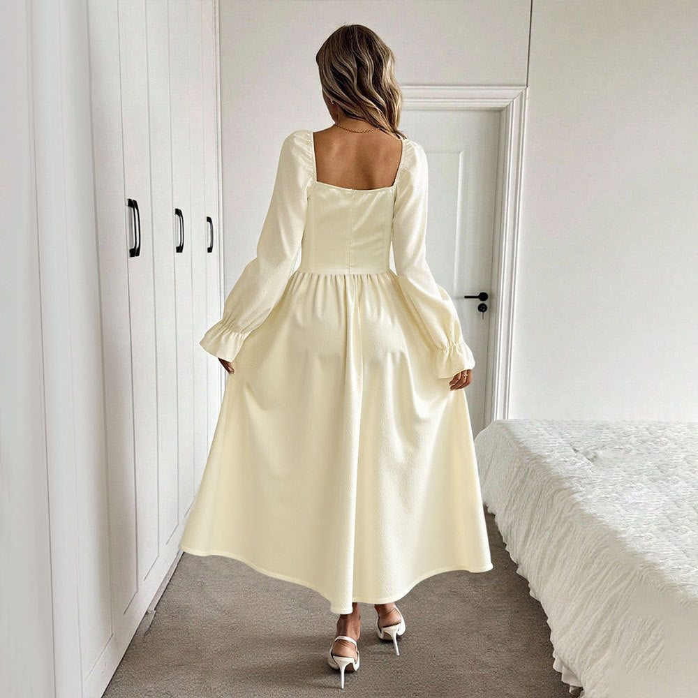 Damen Maxikleid Elegantes Design Puffärmel Norvielle