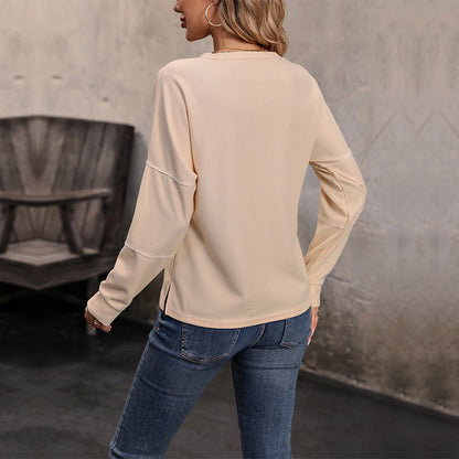 Damen Langarmshirt Knopfleiste Strukturiertes Design Norvielle