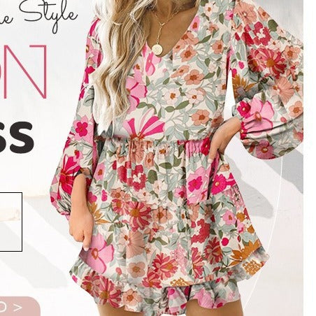 Damen Kleid Kurzarm mit Puffärmeln Norvielle - Norvielle