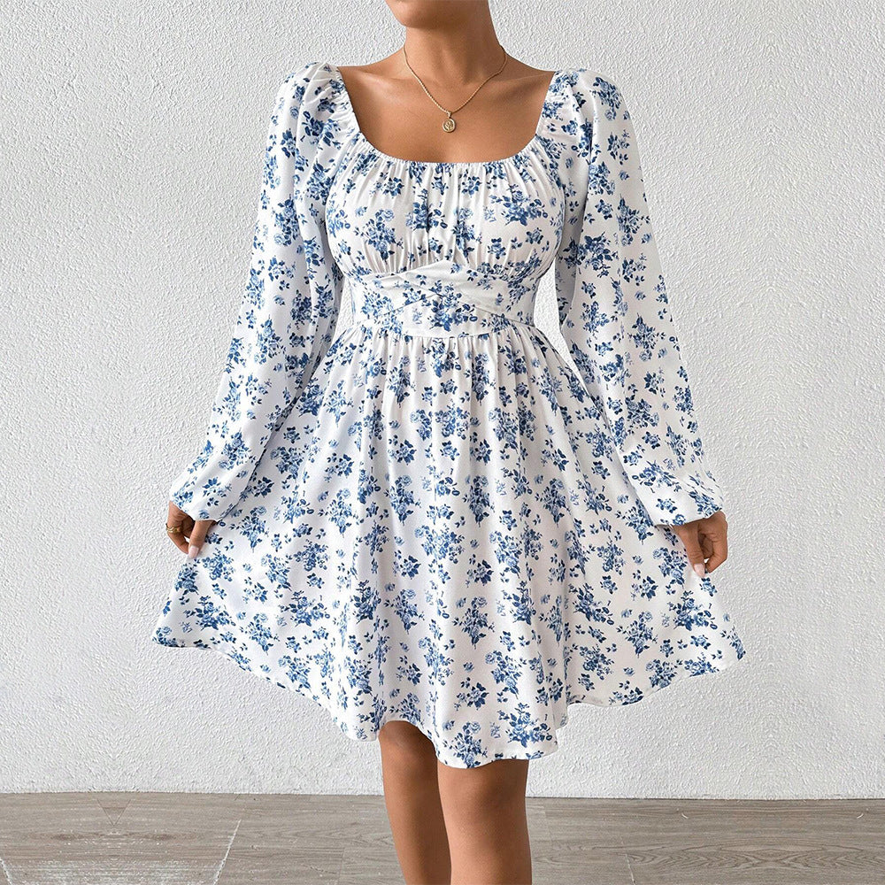 Damen Sommerkleid Floralmuster Längsärmel Norvielle - Norvielle