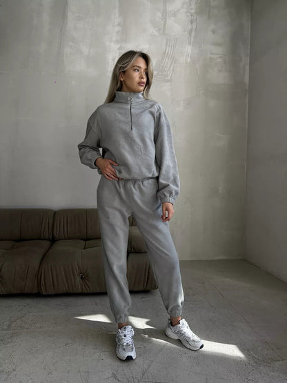 Damen Sportset Sweatshirt Jogginghose Tunnelzug Norvielle