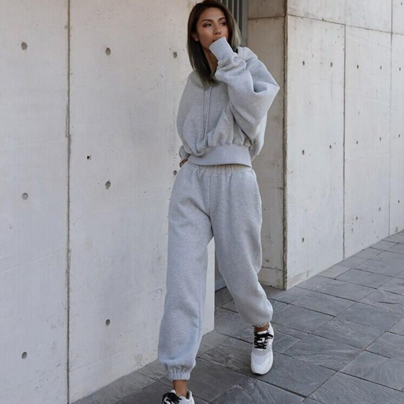 Damen Sport Set Crop-Hoodie Jogginghose Norvielle